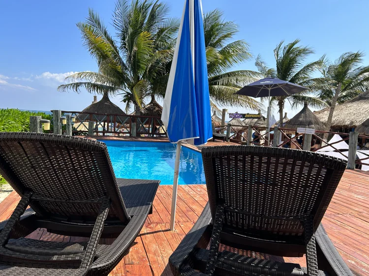 Training pool area for divers at Squalo Beach Club